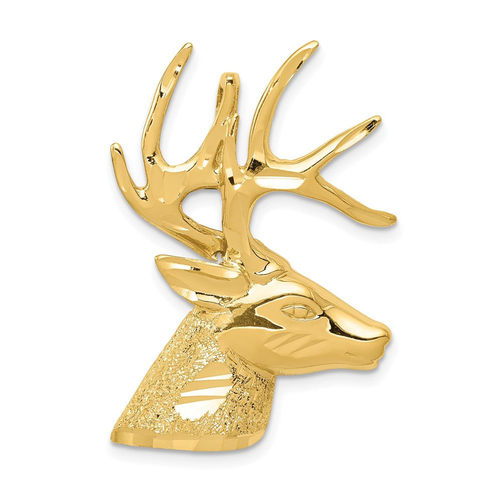 14k Yellow Gold Laser Cut Deer Charm Pendant