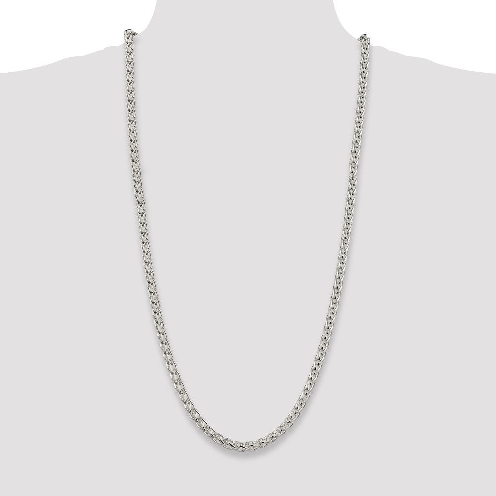 Sterling Silver 6mm Round Spiga Chain Necklace 30"