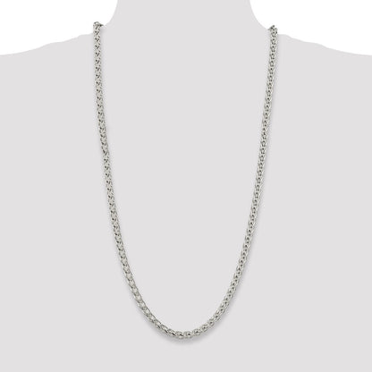 Sterling Silver 6mm Round Spiga Chain Necklace 30"