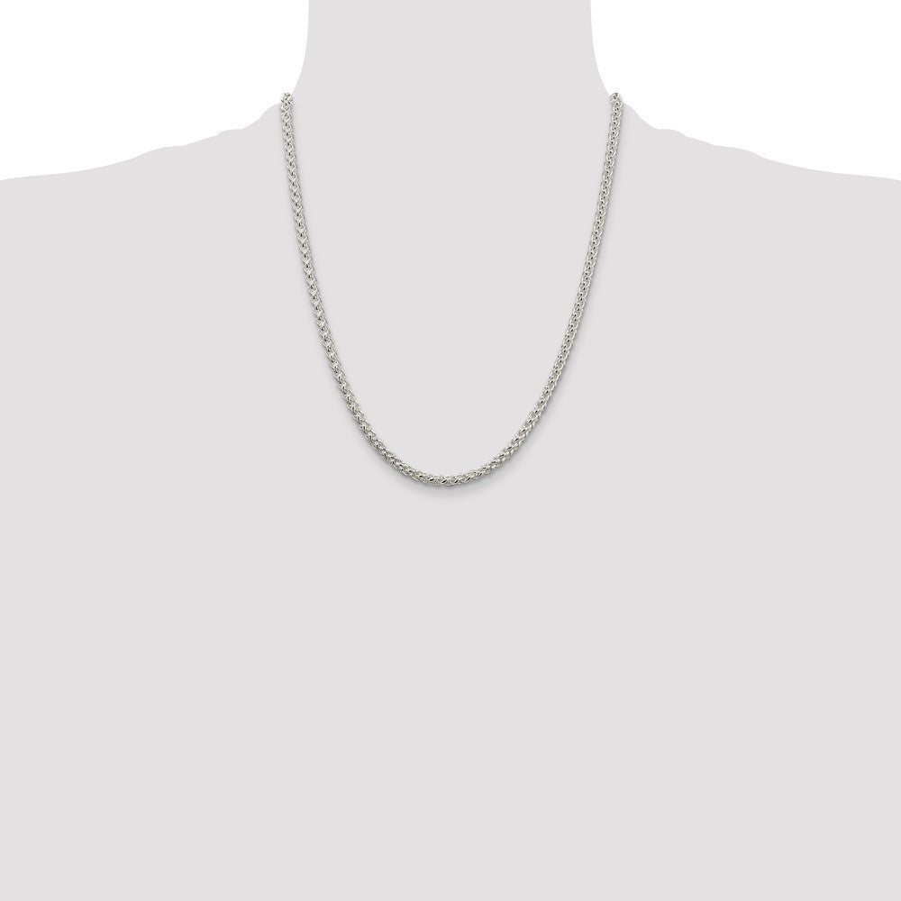 Sterling Silver 4mm Round Spiga Chain Necklace 22"