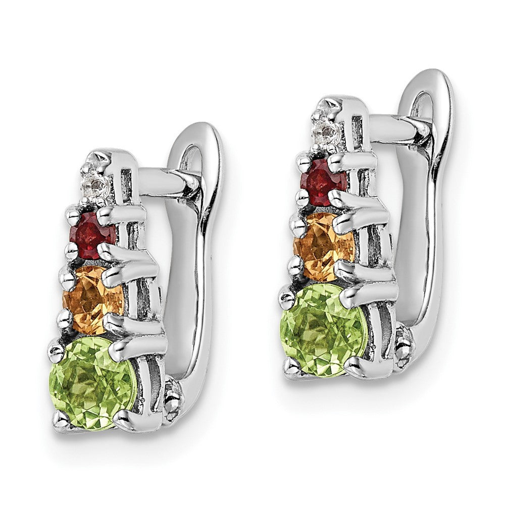 Sterling Silver RH-plated .85t.w. PE/CI/GA/WT Hinged Dangle Earrings