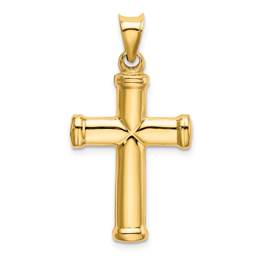 14k Yellow Gold Polished Stamping Cross Pendant
