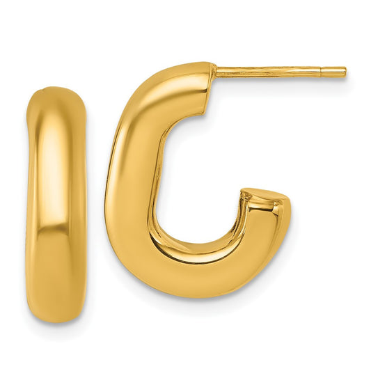 14k Yellow Gold Polished J-Hoop Earrings
