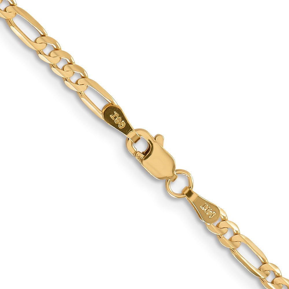 14k Yellow Gold 3mm Concave Open Figaro with Lobster Clasp Chain Necklace 16"