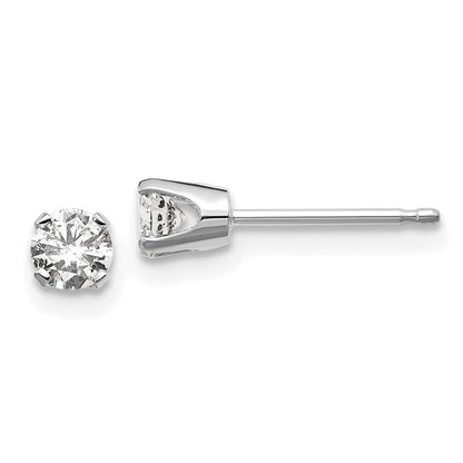 14K White .30ct I2 K-L Diamond Push-on Stud Earrings