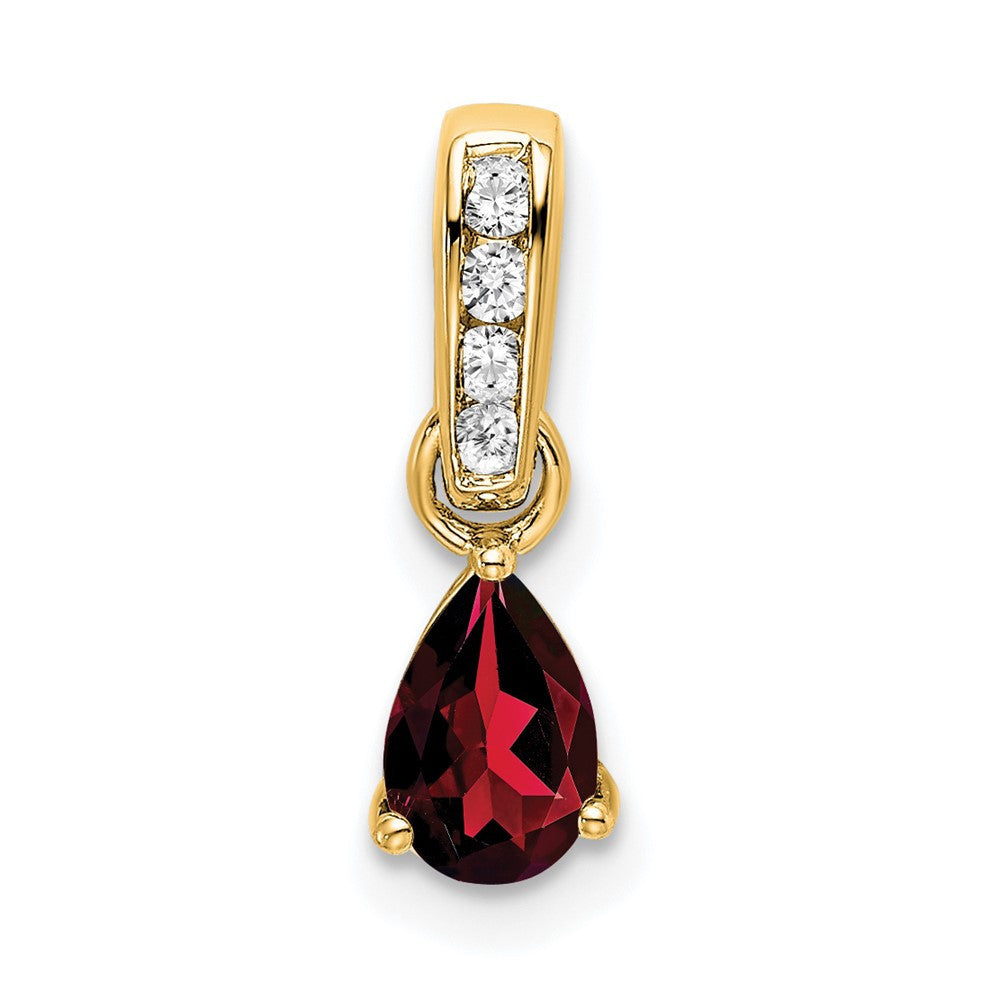 14k Yellow Gold Pear Garnet and Diamond Pendant
