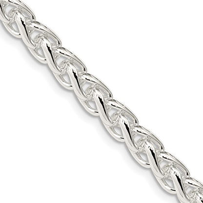 Sterling Silver 6mm Round Spiga Chain Necklace 24"