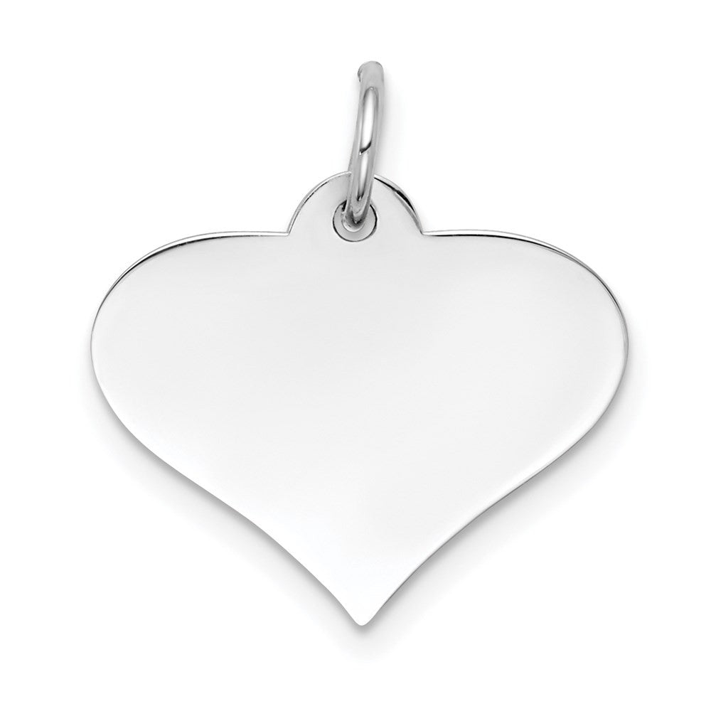 14k White Gold Plain .013 Gauge Engraveable Heart Disc Charm Pendant