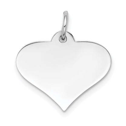 14k White Gold Plain .013 Gauge Engraveable Heart Disc Charm Pendant