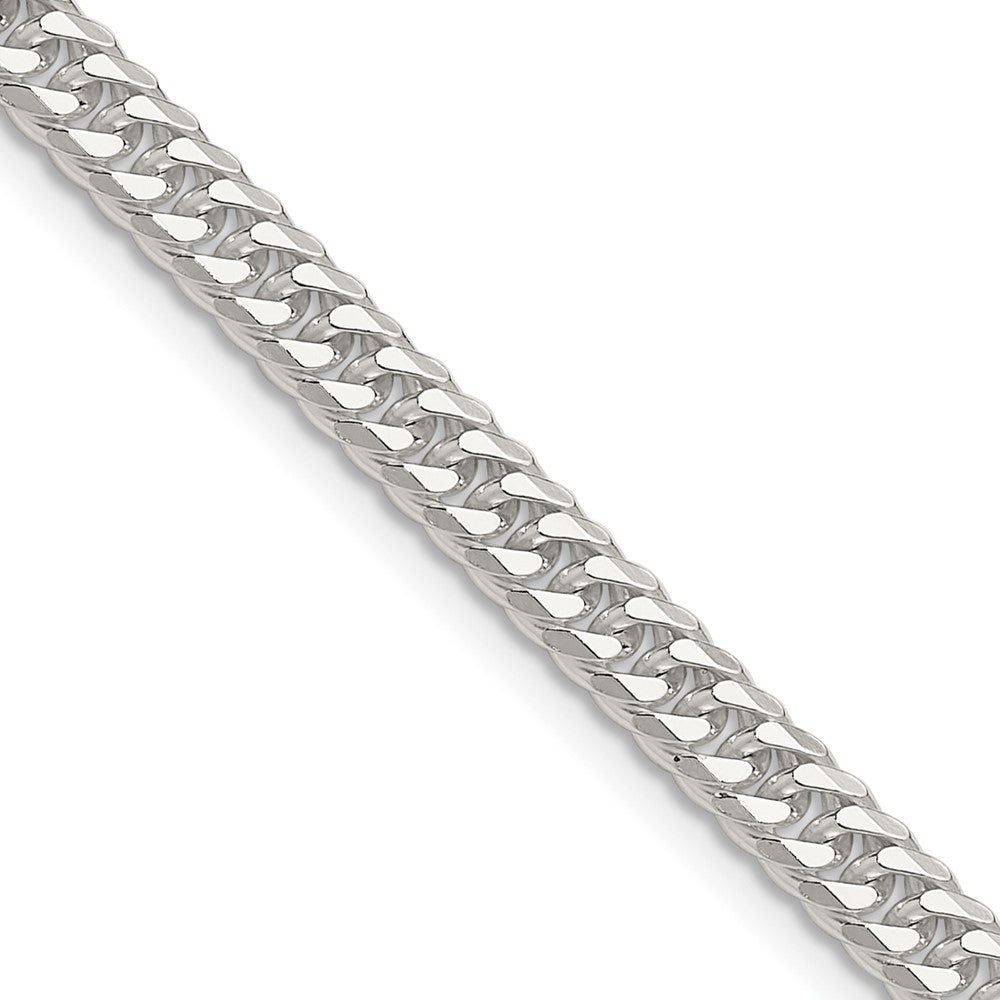 Sterling Silver Polished 4.8mm Double Diamond-cut Curb Chain Necklace 24"
