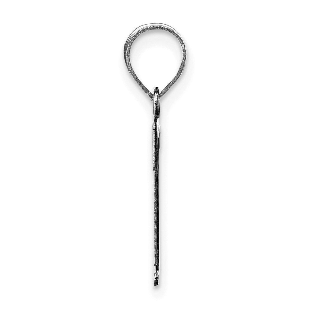 14k White Gold Polished Etched Letter T Initial Pendant