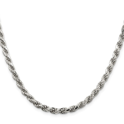 Sterling Silver 4.6mm Diamond-cut Rope Chain Necklace 24"