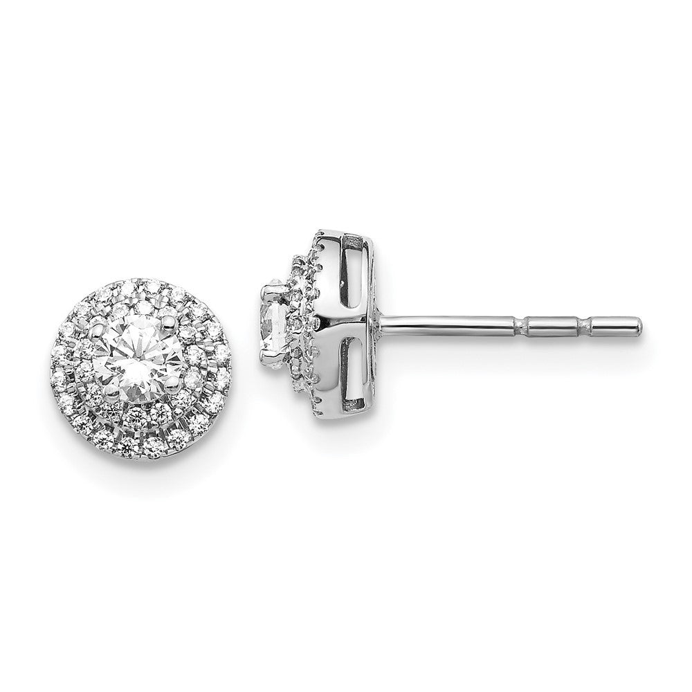 14k White Gold Diamond Cluster Stud Earrings