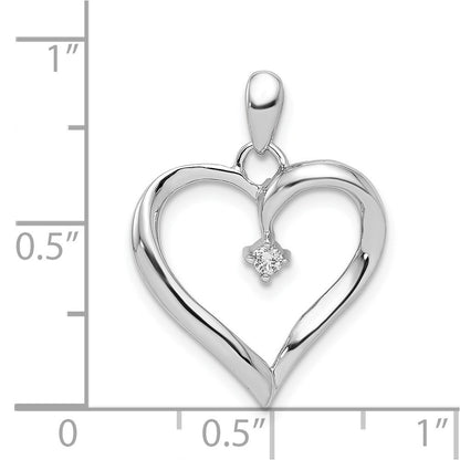 Sterling Silver Rhodium Diamond Heart Pendant