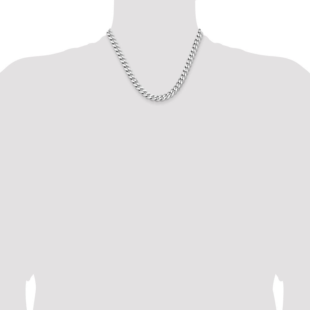 Sterling Silver Rhodium-plated 8.3mm Curb Chain Necklace 18"