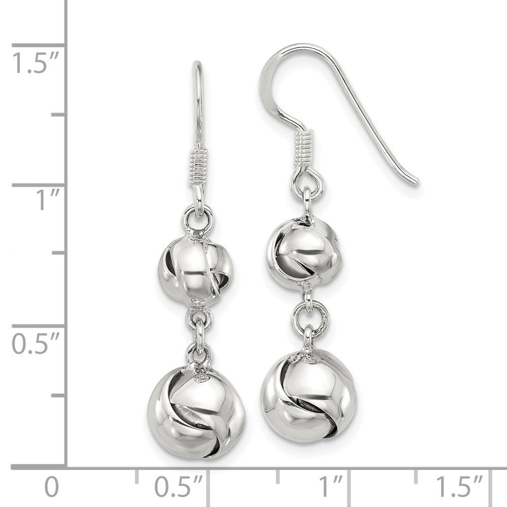 Sterling Silver Polished Knot Shepherd Hook Dangle Earrings