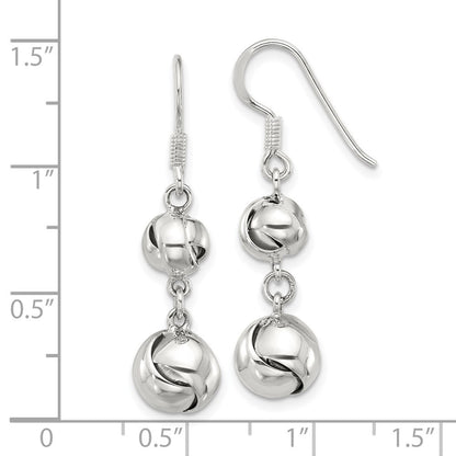 Sterling Silver Polished Knot Shepherd Hook Dangle Earrings