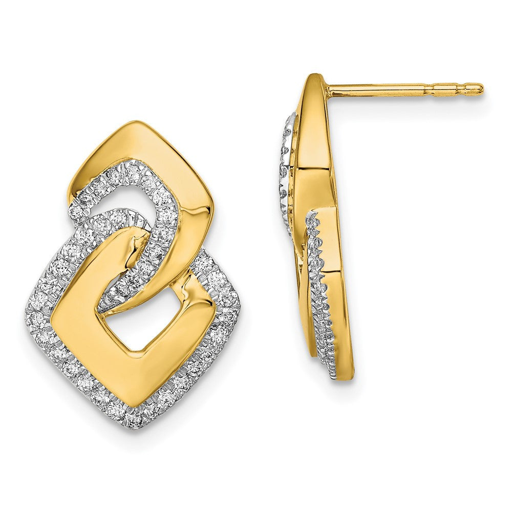14k Yellow Gold Polished Diamond Fancy Shaped Drop & Dangle Earrings