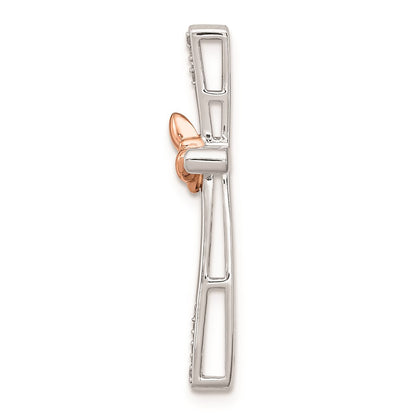 Sterling Silver Butterfly Diamond Cross Pendant