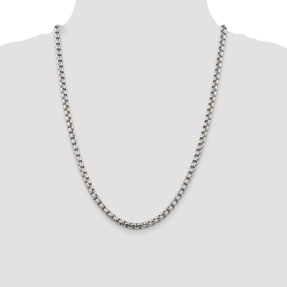 Sterling Silver 5.2mm Round Box Chain Necklace 24"