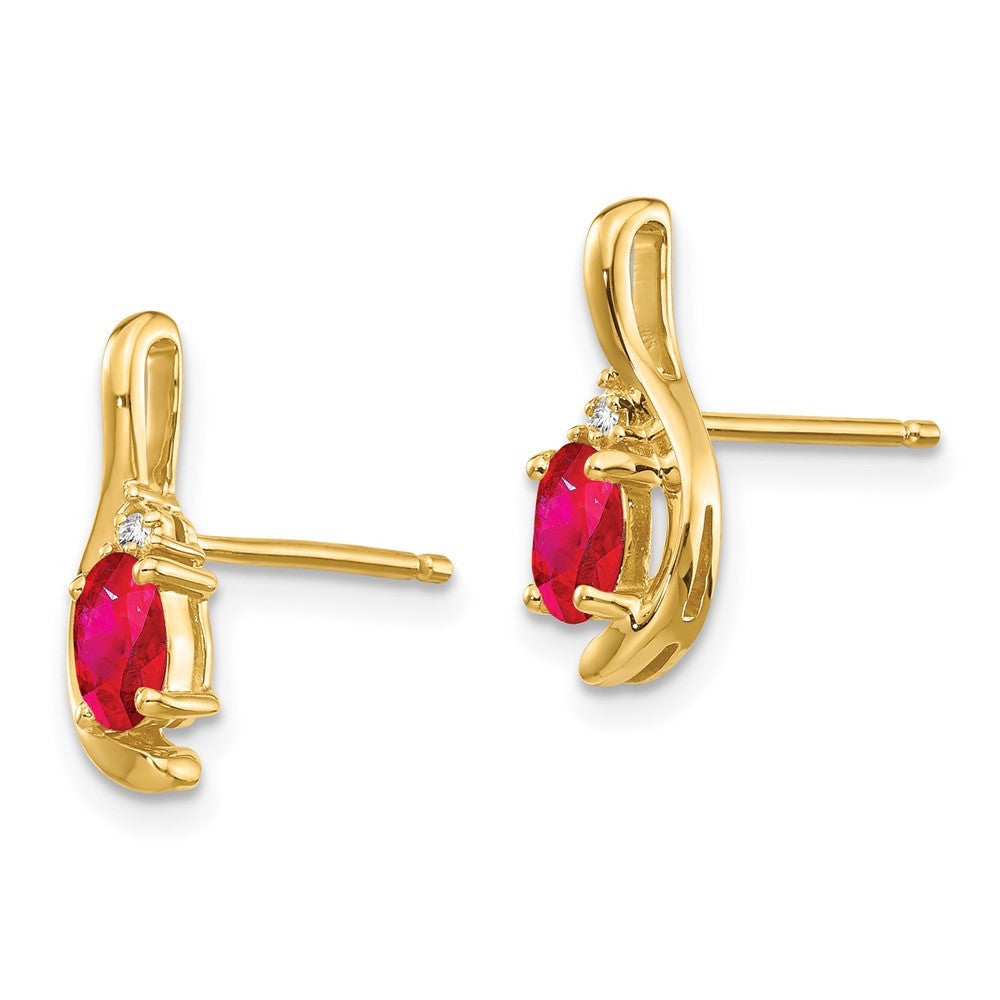 14k Yellow Gold Ruby and Diamond Drop & Dangle Earrings