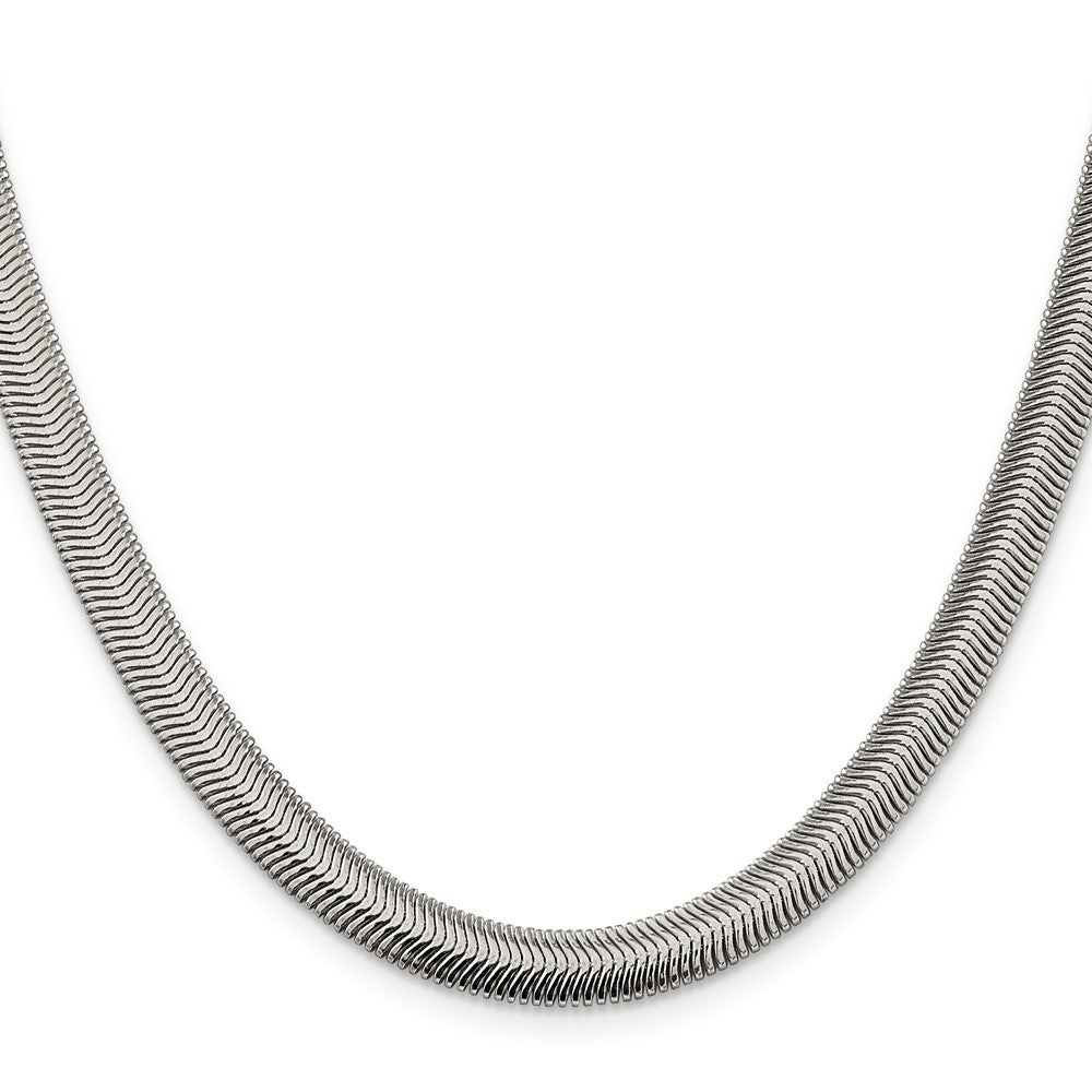 Sterling Silver 6.25mm Flat Oval Snake Chain Necklace 24"