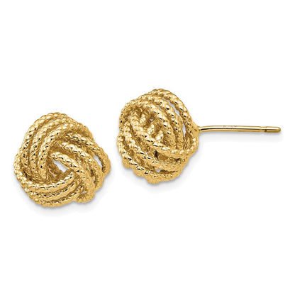 14k Yellow Gold Polished & Twisted Love Knot Stud Earrings