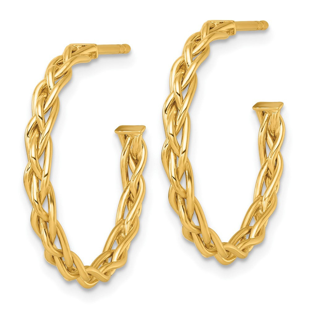 14k Yellow Gold Polished Woven Braid 3 x 24mm C-Hoop Earrings