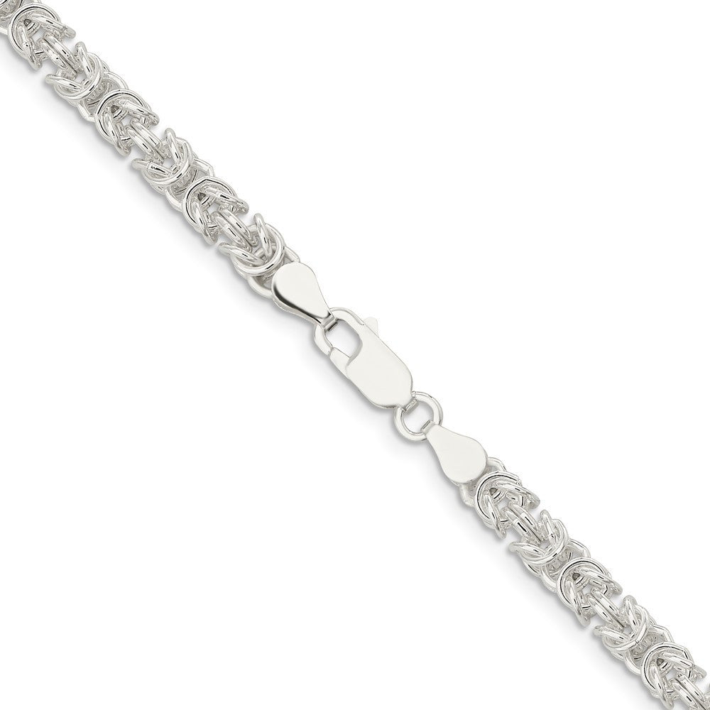 Sterling Silver 4.75mm Rounded Byzantine Chain Necklace 24"