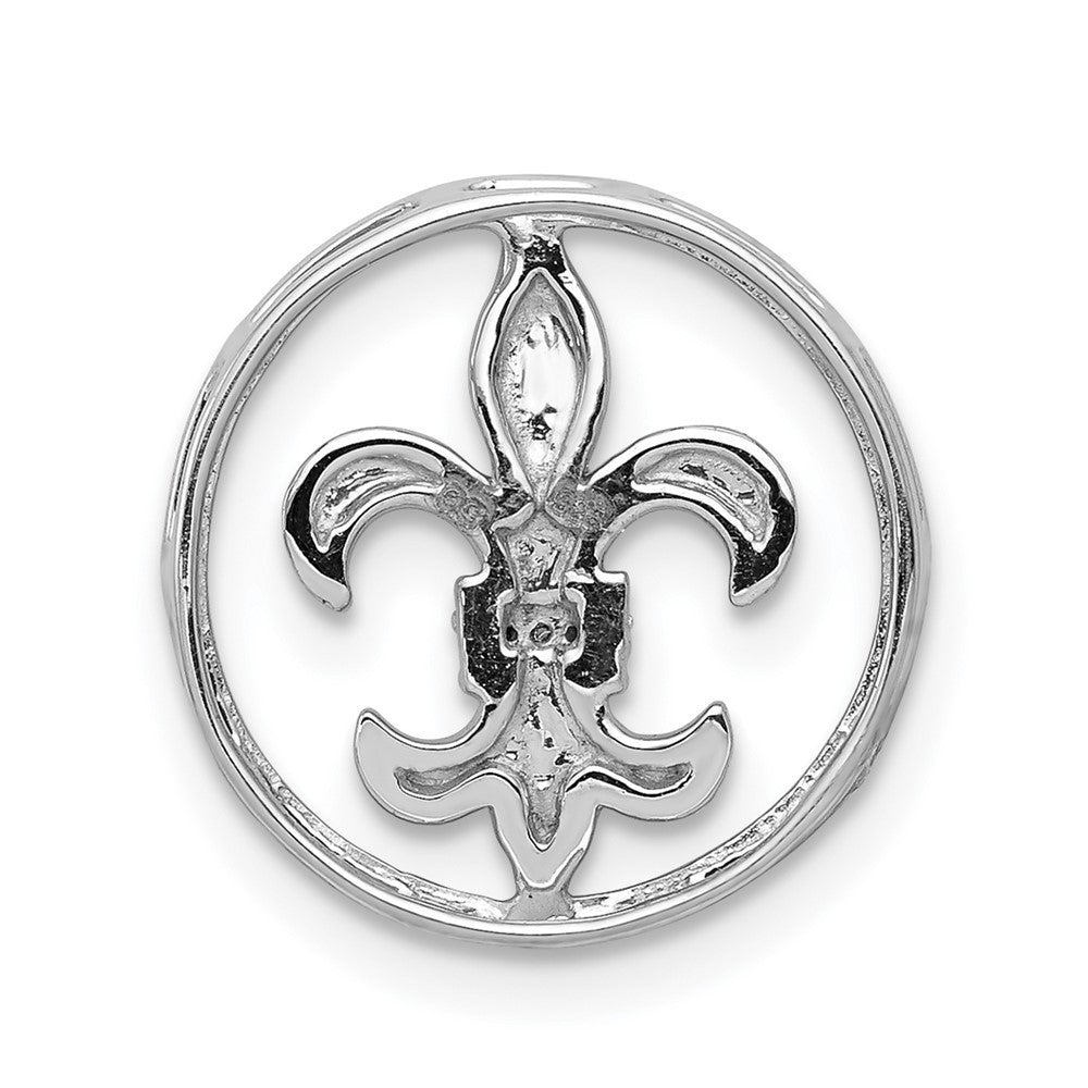 14k White Gold .01ct. Diamond Fleur De Lis Chain Slide
