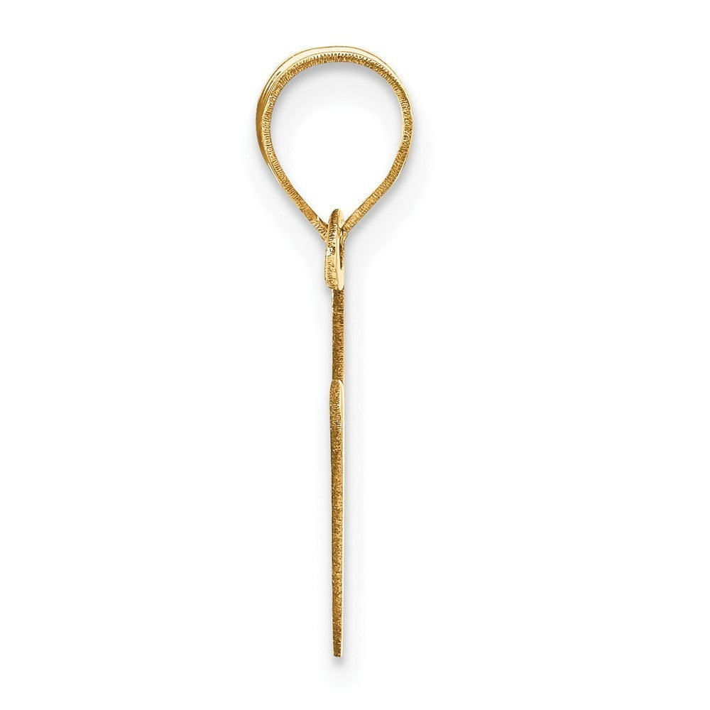 14k Yellow Gold Polished Bubble Letter V Initial Pendant