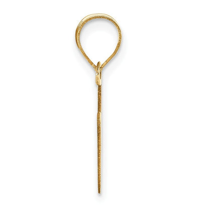 14k Yellow Gold Polished Bubble Letter V Initial Pendant