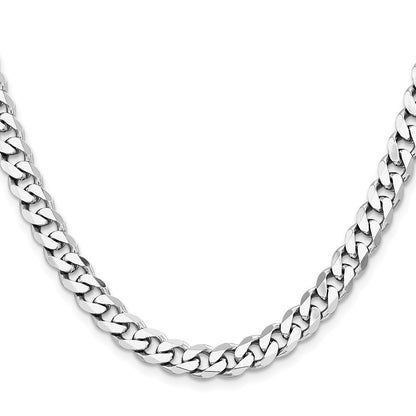 Sterling Silver Rhodium-plated 7.5mm Curb Chain Necklace 26"