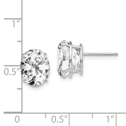 14k White Gold 10x8mm Oval Cubic Zirconia Stud Earrings