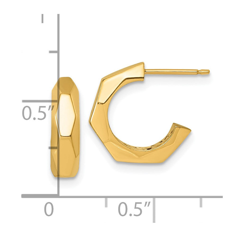 14k Yellow Gold Polished Hollow Geometric C-Hoop Earrings