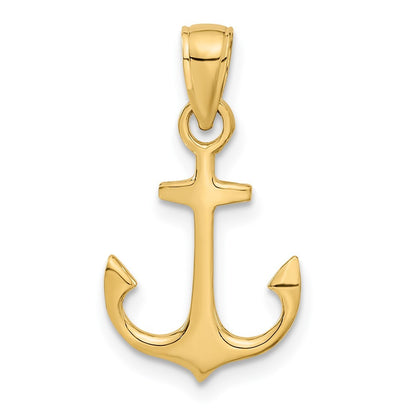 14k Yellow Gold Anchor Pendant