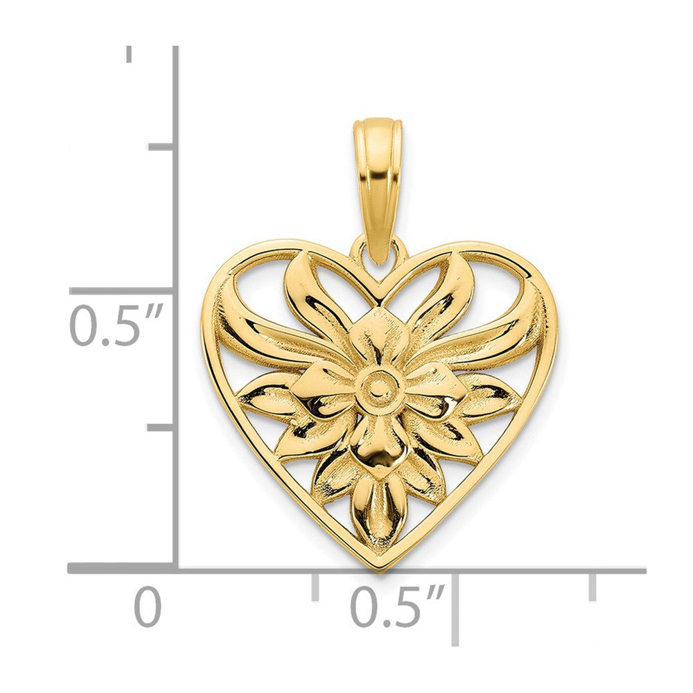 14k Yellow Gold Fancy Heart Pendant