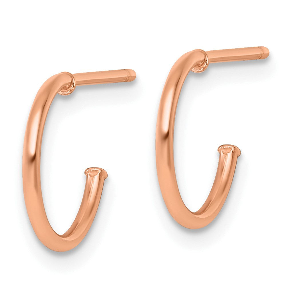 14k Rose Gold Polished 1.2 x 12mm Solid C-Hoop Earrings