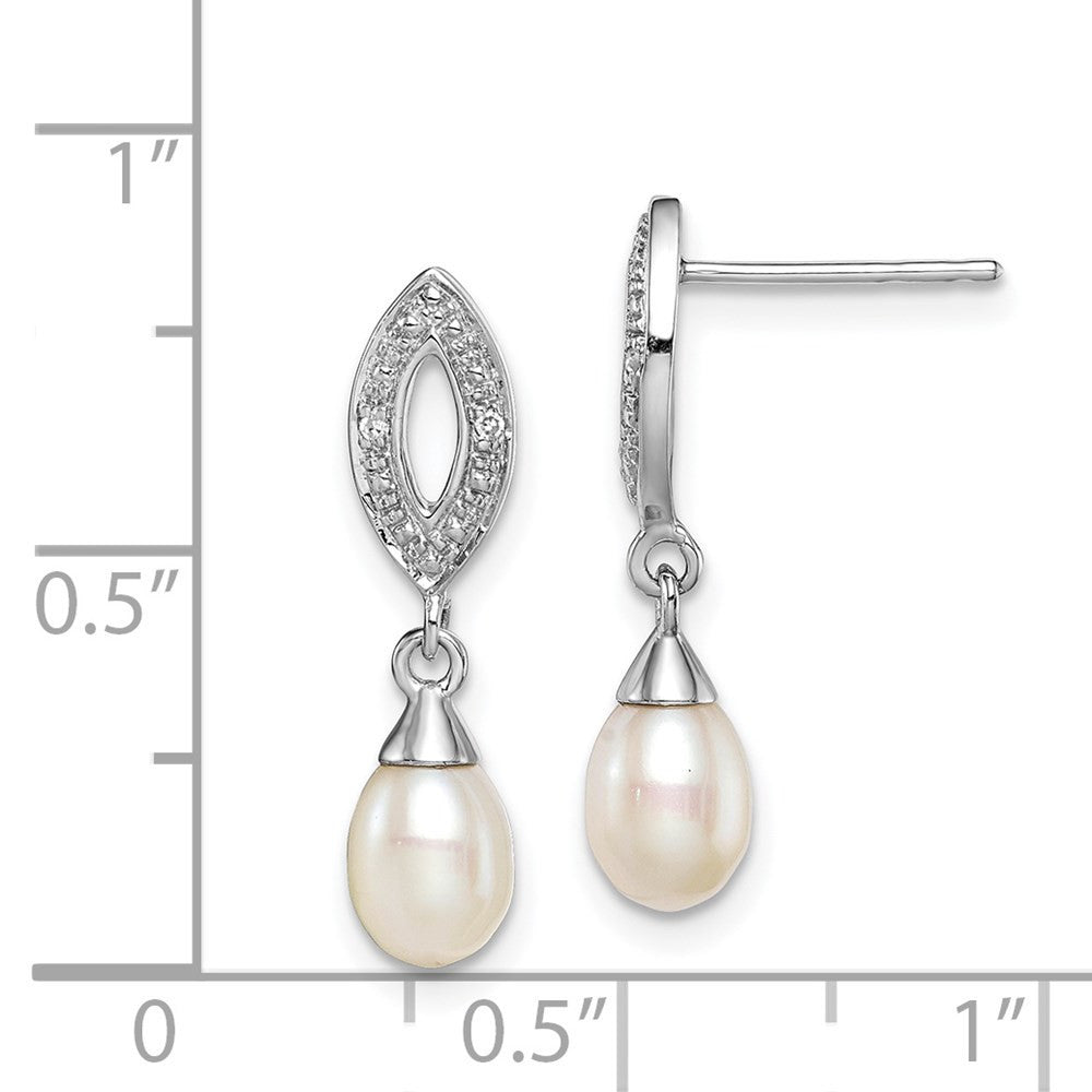 Sterling Silver Rhod Plated Diamond and FW Cultured Pearl Ear