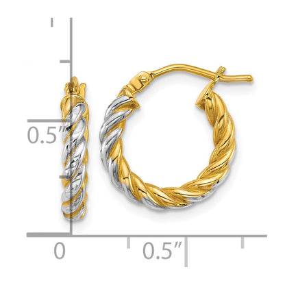 14k Yellow Gold Polished Diamond-cut Twisted 2.75mm Tube Hoop Earrings