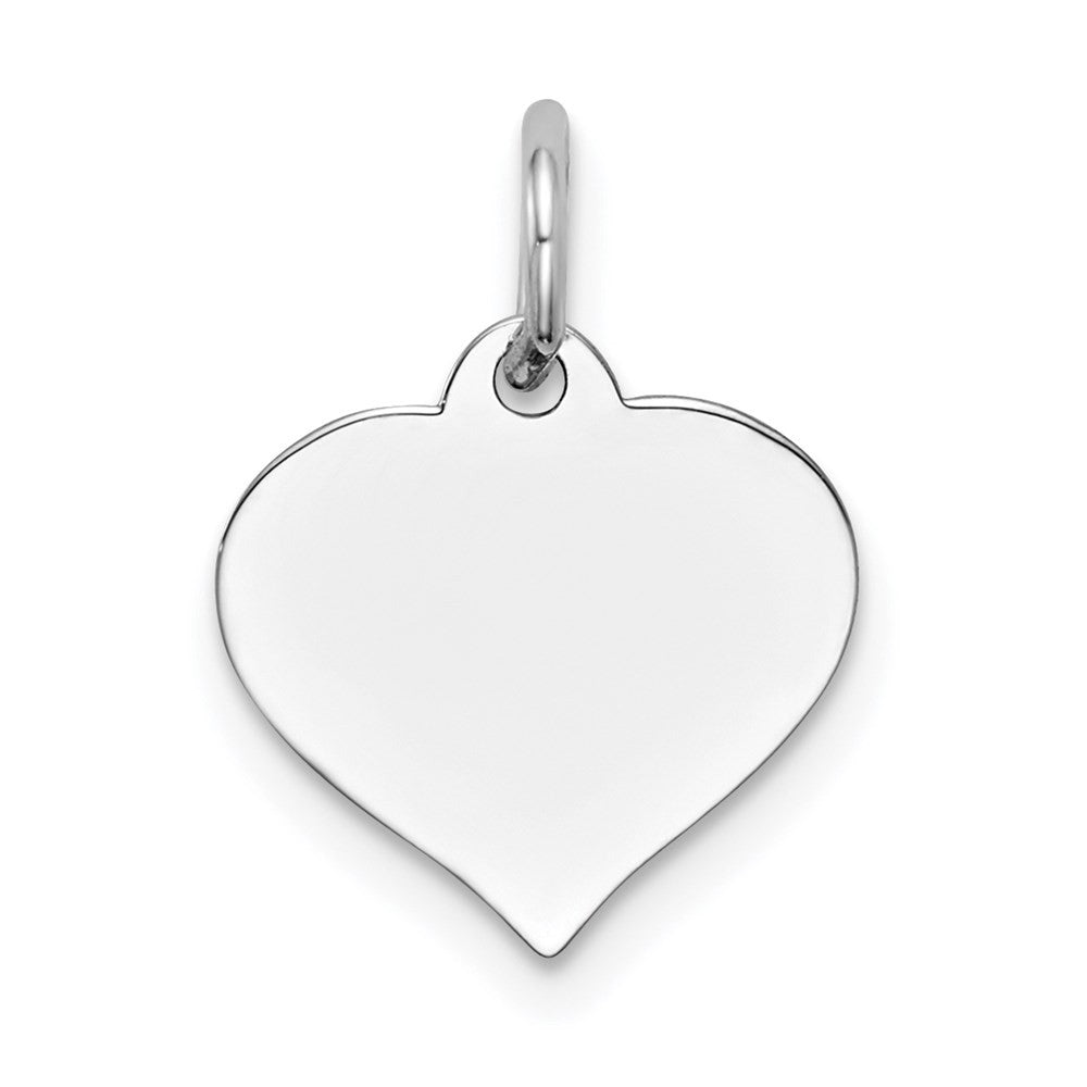 14k White Gold Heart Disc Charm Pendant