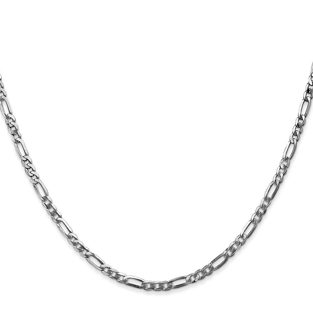 14K White Gold 2.75mm Flat Figaro with Lobster Clasp Chain Necklace 20"