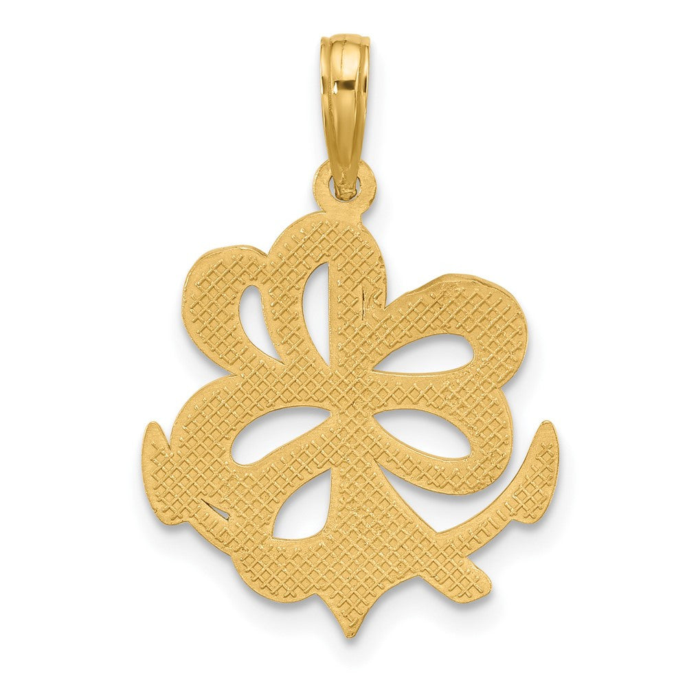 14k Yellow Gold Polished Anchor and Clover Charm Pendant
