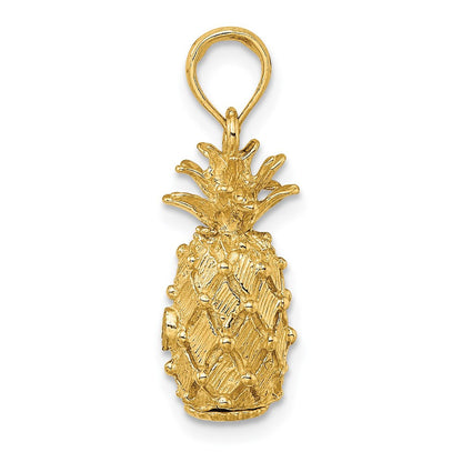 14k Yellow Gold 3-D Pineapple Charm Pendant