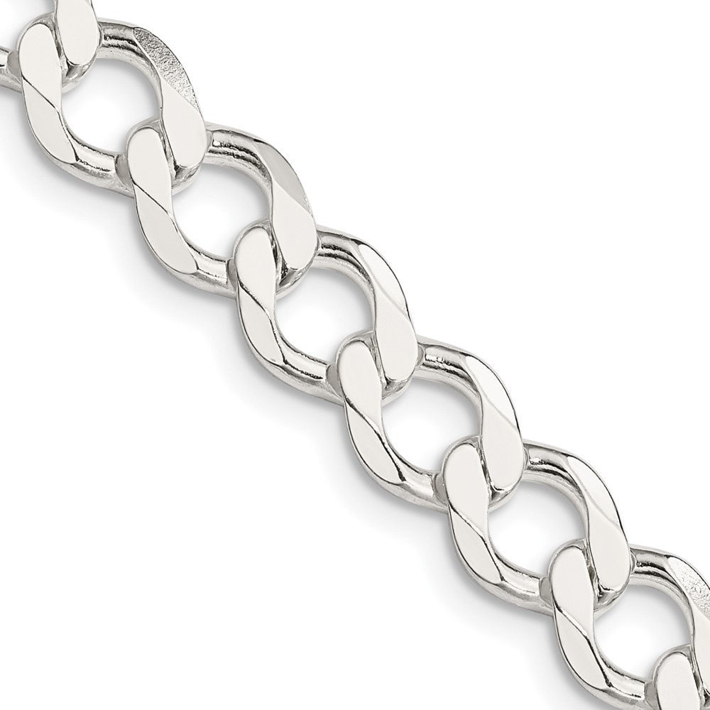 Sterling Silver 8.1mm Semi-solid Flat Curb Chain Necklace 20"