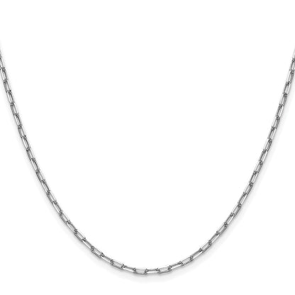 14k White Gold 2.1mm Solid Beveled Paperclip Chain Necklace 18"