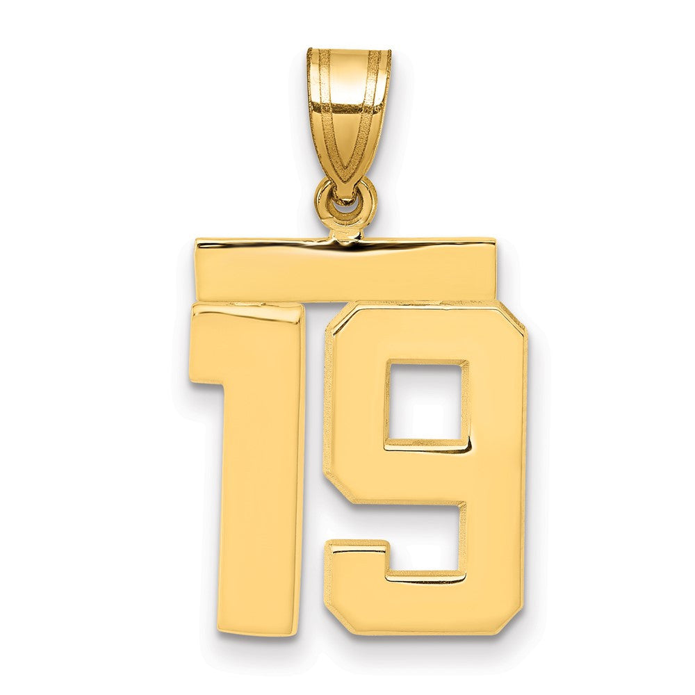 14k Yellow Gold Medium Polished Number 19 Charm Pendant