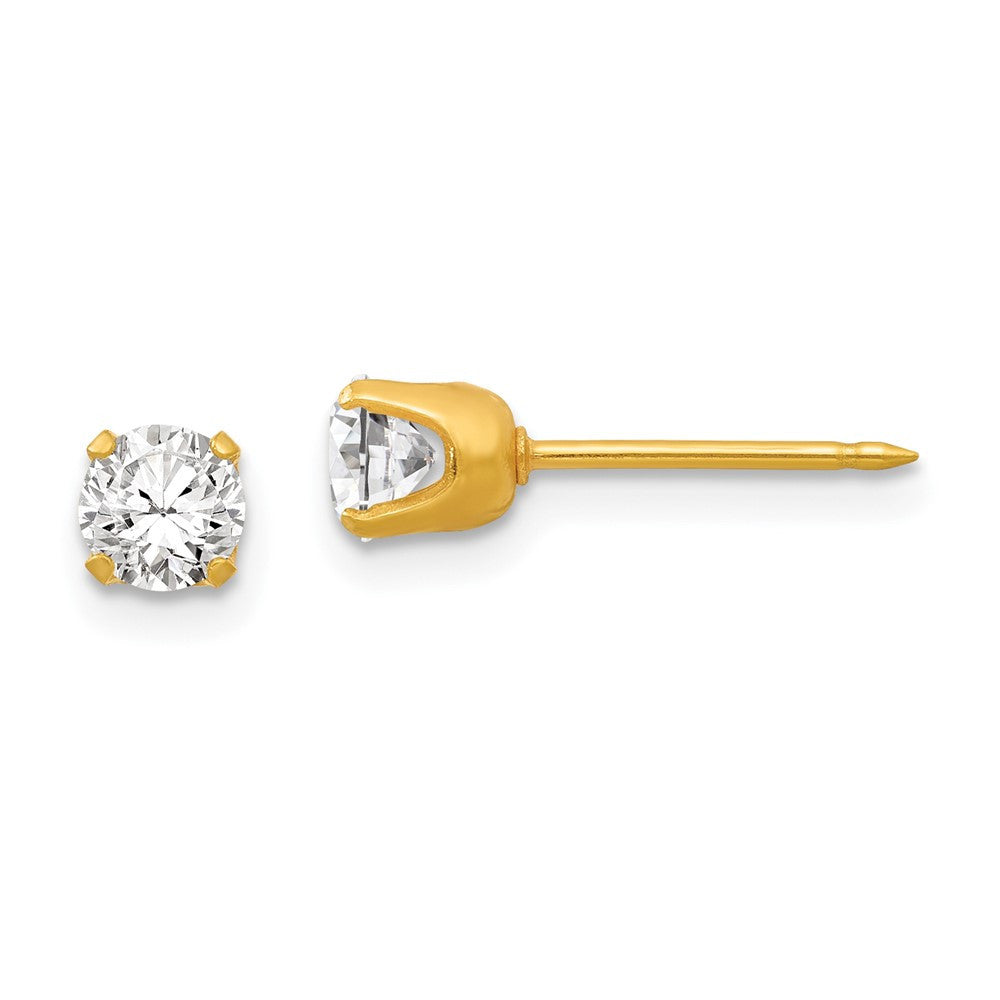 14k Yellow Gold 4.25mm CZ Stud Earrings