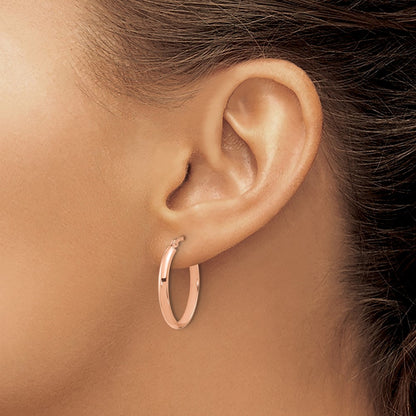14K Rose Gold Oval Hoop Earrings