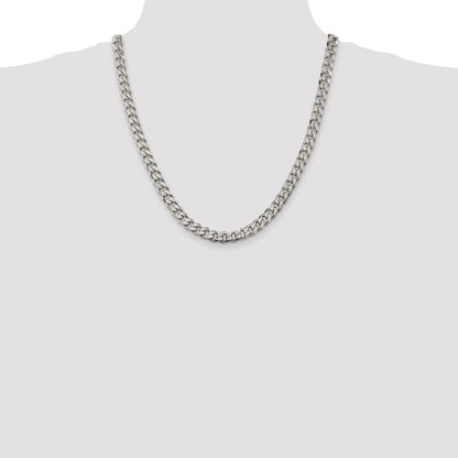 Sterling Silver 8.3mm Curb Chain Necklace 22"